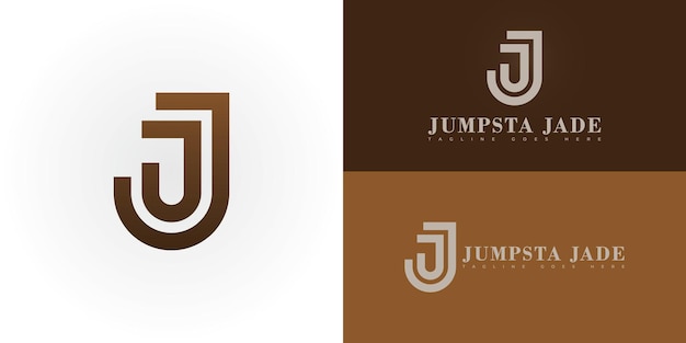 Vector abstract initial letter j or jj in brown color isolated on multiple background colors