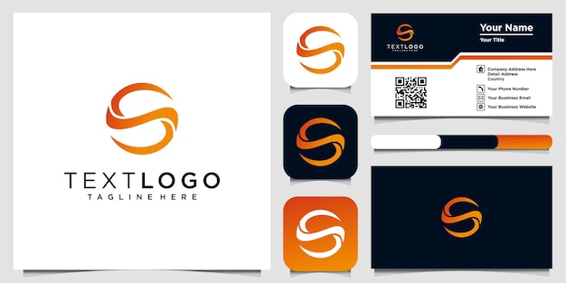 Abstract initial letter S logo design template and business card