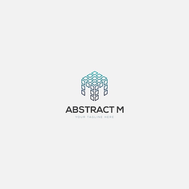 Abstract initial M and Box logo design