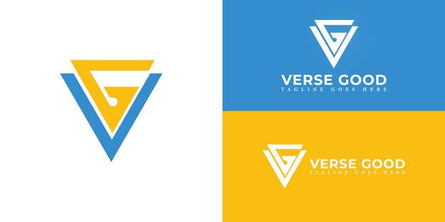 Vector abstract initial triangle letter vg or gv logo in blueyellow color isolated on multiple backgrounds