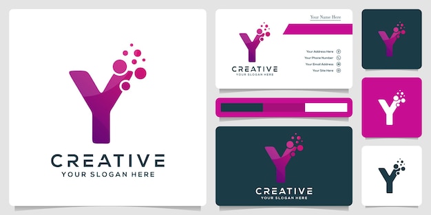 abstract initial Y letter white bubble logo template and business card