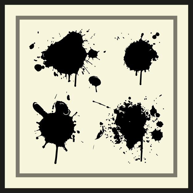 Abstract Ink drops Splatter silhouette vector set