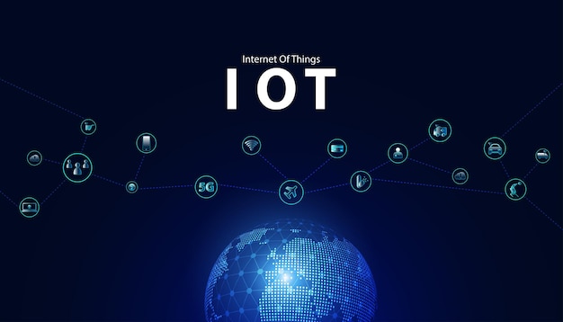 Abstract IoT Internet of Things Blue background image circle world digital network concept