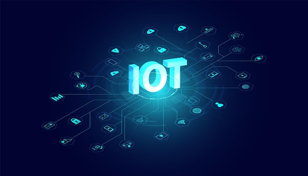 Abstract IoT Internet of Things concepts electronic devices Connect or send information