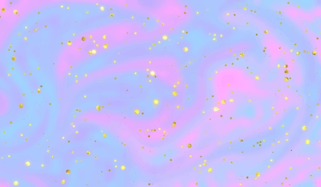 Abstract iridescent holographic background with shining gold glitter