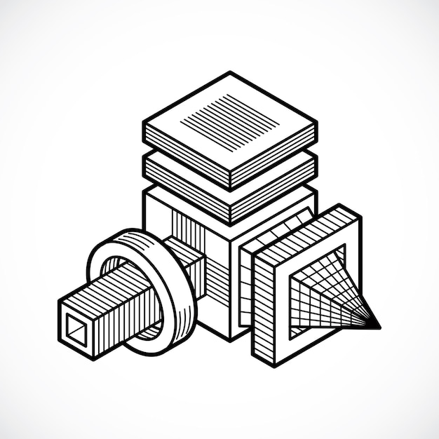 Abstract isometric construction, vector.