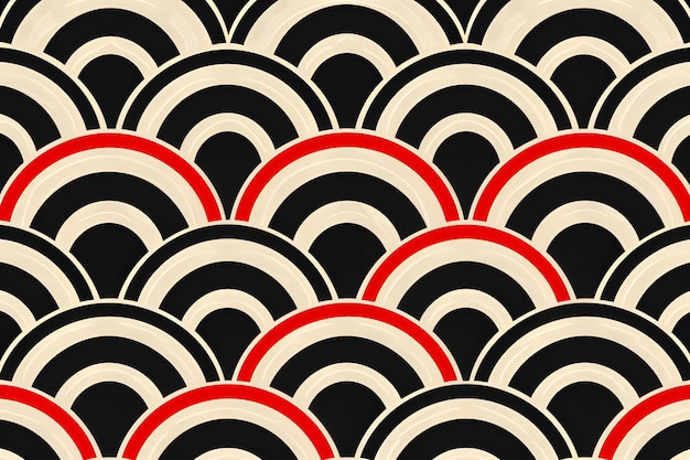 Vector abstract japanese pattern with red and black