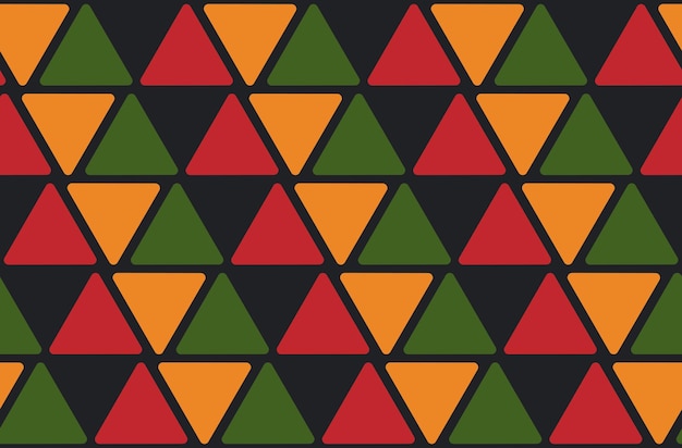 Abstract Kwanzaa Black History Month Juneteenth seamless pattern with triangles in African colors