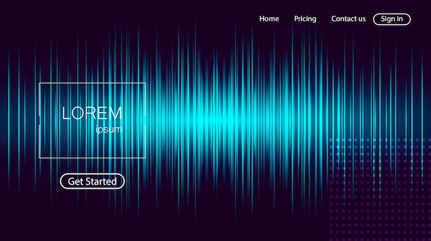 Abstract landing page template for websites with equalizer. 