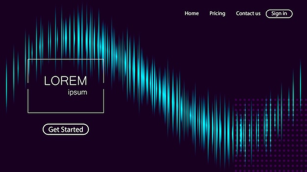 Abstract landing page template for websites with equalizer. 