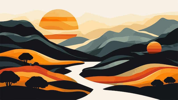 Vector abstract landscape illustration flat vector isolated