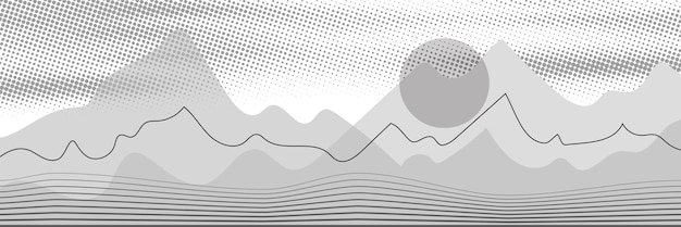 Abstract landscape stylization banner monochrome