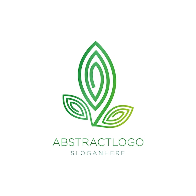 Abstract Leaf Logo design vector template linear style