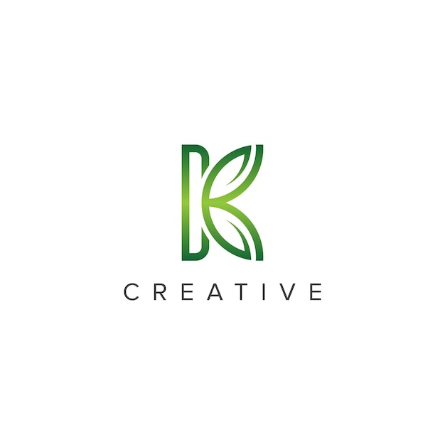 Abstract leaf logo with K letter vector template