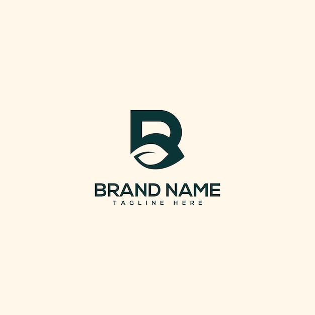 Abstract letter B and leaf logo Flat vector logo design template element