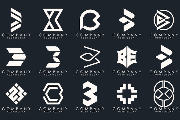 Abstract letter B logo icon set design for business of luxury elegant simple