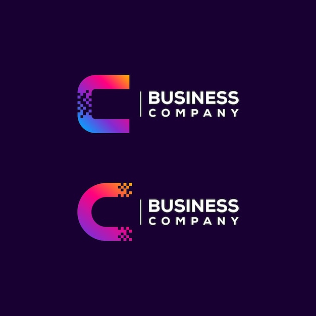 Abstract Letter C Logo design with Pixels Square Shape for Technology and Digital Business Company