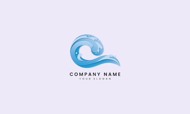 Abstract Letter C Wave Ocean logo design