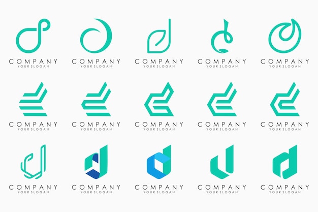 Abstract letter D logo icon set design for business of luxury elegant simple