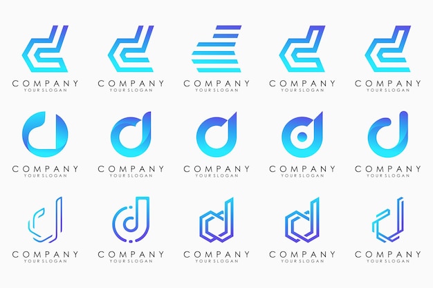 Abstract letter D logo icon set design for business of luxury elegant simple