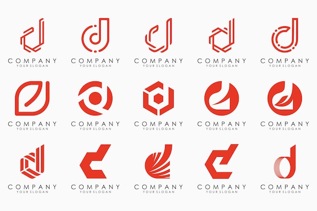 Abstract letter D logo icon set design for business of luxury elegant simple