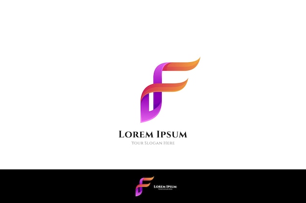 Abstract letter F logo Modern 3d design style and gradient colors good for company or individual names starting with F