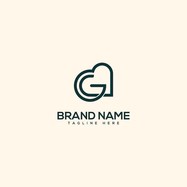 Abstract letter G and heart logo Flat vector logo design template element