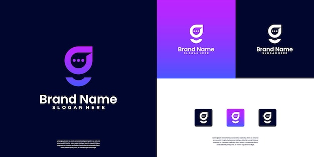 Abstract Letter G technology with chat logo design inspiration