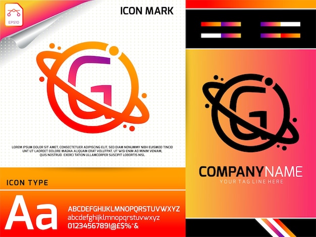 Abstract letter G with space planet logo concept