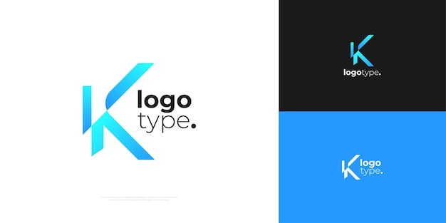 Abstract Letter K Logo Design in Blue Gradient Style Modern K Initial Logo or Icon