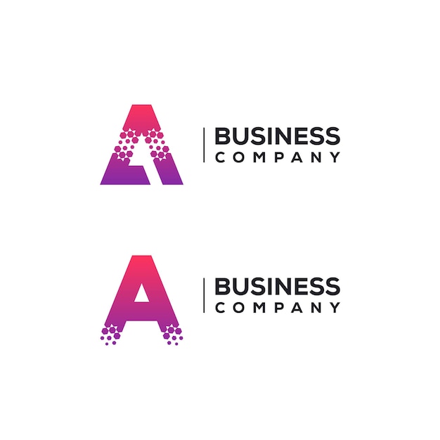 Abstract Letter A Logo design with Pixels Hexagon Shape for Technology and Digital Business Company