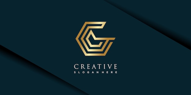 Abstract letter logo with initial G modern golden unique premium vector