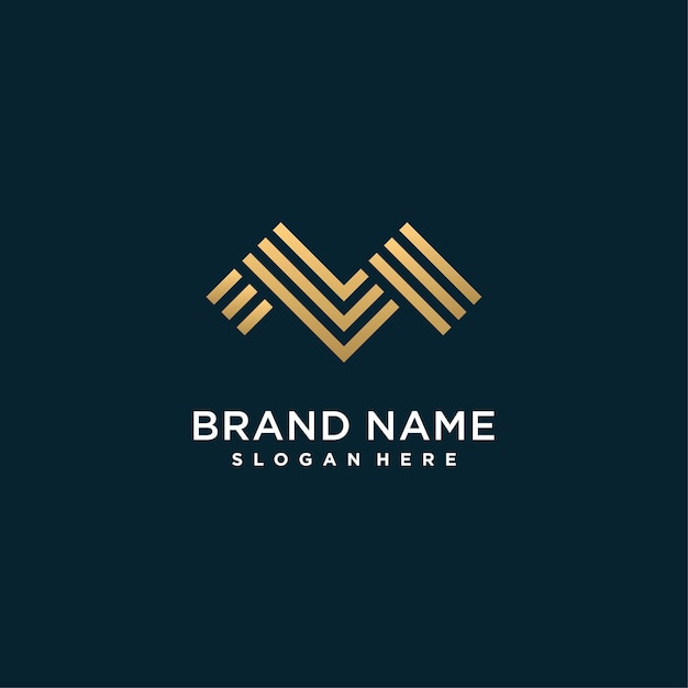 Abstract letter logo with initial M modern golden unique Premium Vector part 3