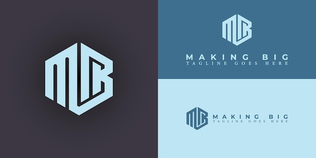 Abstract letter MB or BM initial logo design vector symbol graphic idea creative in blue color