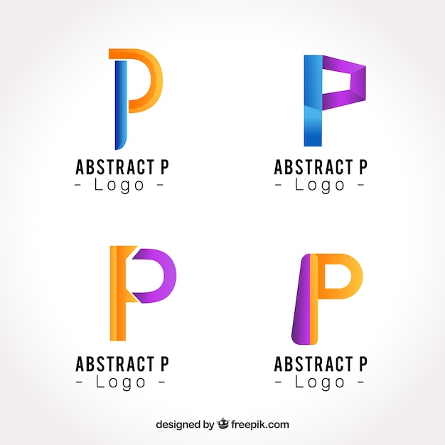 Abstract letter p logo collectio 