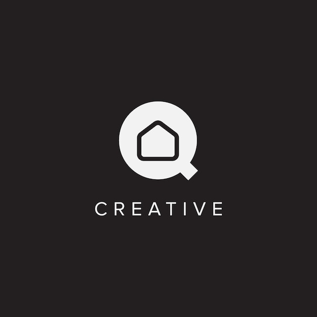 Abstract letter Q house logo design vector element.