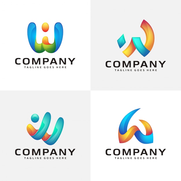 Abstract letter W logo design