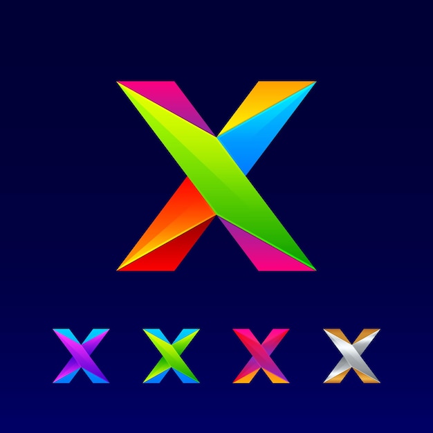 Abstract Letter X logo design with 3d Glossy colorful and gradient for Business company