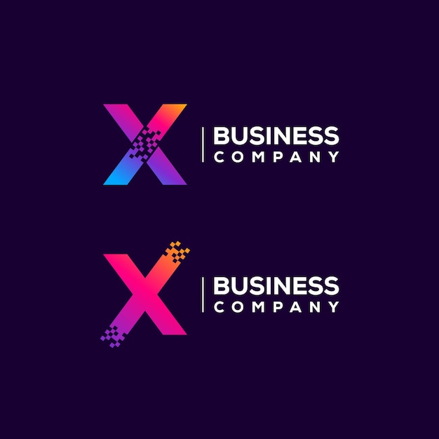 Abstract Letter X Logo design with Pixels Square Shape for Technology and Digital Business Company