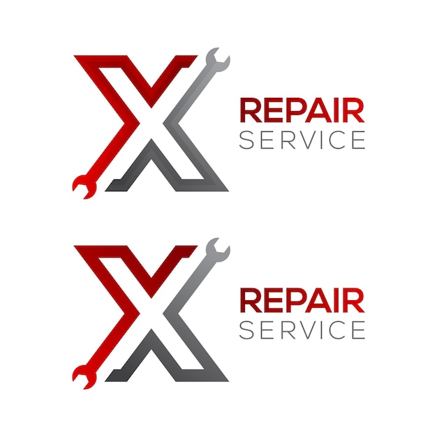 Abstract Letter X logo with Wrench concept for Repair Service and Maintenance Business Company