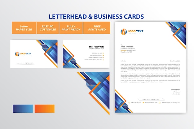 Abstract letterhead and business cards design