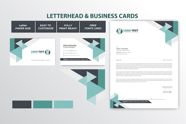 Abstract letterhead and business cards design