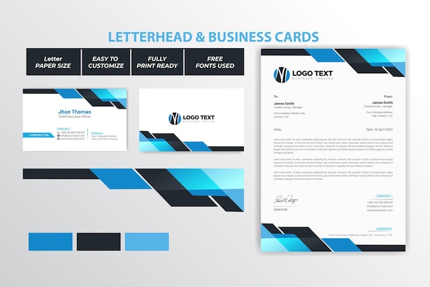 Abstract letterhead and business cards design