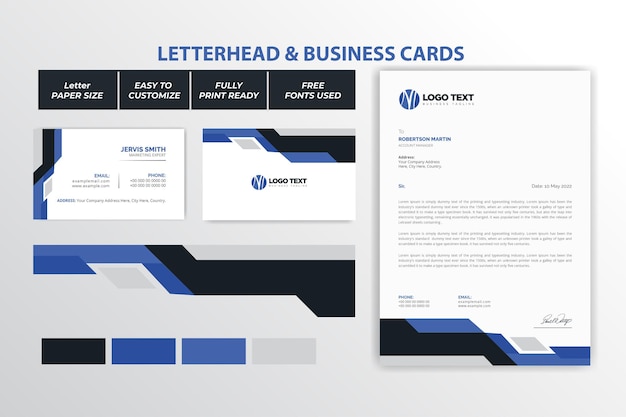 Abstract letterhead and business cards design