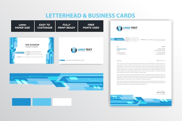 Abstract letterhead and business cards design