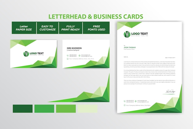 Abstract letterhead and business cards design