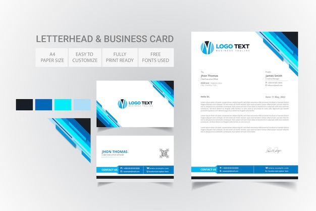 Abstract letterhead and business cards design