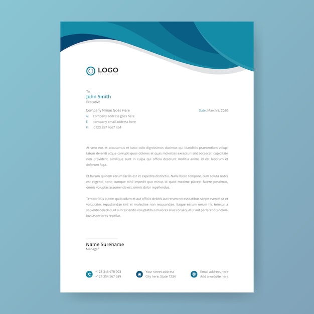 Abstract Letterhead design template in flat style