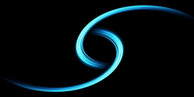 Abstract light lines of movement and speed in blue Light everyday glowing effect semicircular wave light trail curve swirl car headlights incandescent optical fiber png