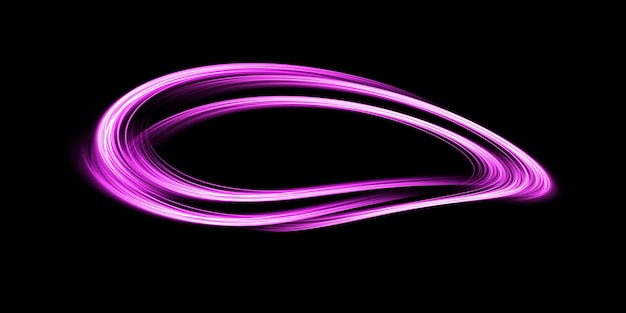 Abstract light lines of movement and speed with purple color sparkles Light everyday glowing effect semicircular wave light trail curve swirl car headlights incandescent optical fiber